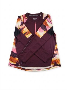 Smartwool Active Quarter Zip Women XL Plum Abstract Merino Wool Blend Gorpcore